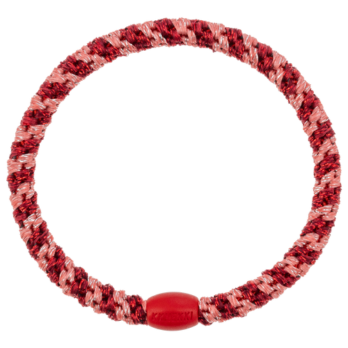 Haargummi Slim Coral Bordeaux Glitter Stripe