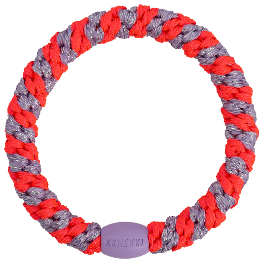 Haargummi Stripe Lilac Neon Pink