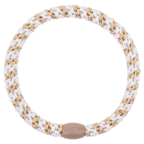 Haargummi Slim white-beige glitter stripe
