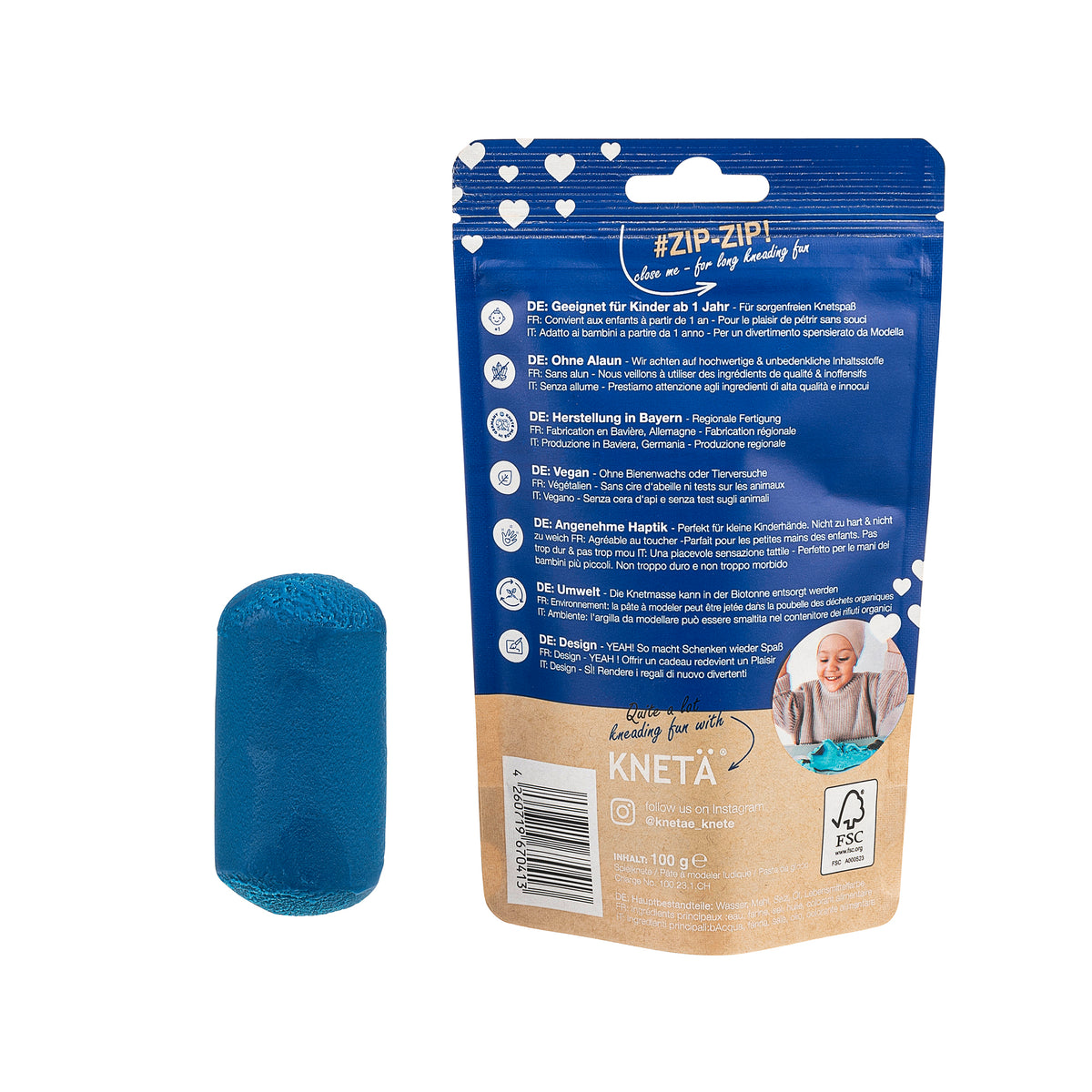 Knete Beutel 100g Blau