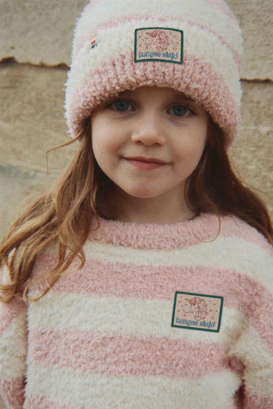 Softy Beanie rosy stripe