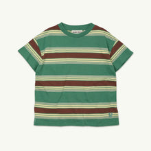Laden Sie das Bild in den Galerie-Viewer, Loose T-Shirt Bottle Green Stripe