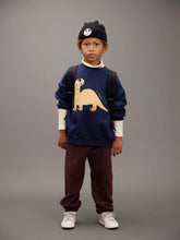 Laden Sie das Bild in den Galerie-Viewer, Dino Applikation Sweatshirt Blau
