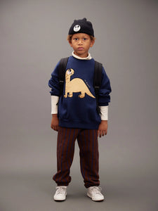 Dino Applikation Sweatshirt Blau