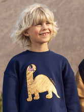 Laden Sie das Bild in den Galerie-Viewer, Dino Applikation Sweatshirt Blau