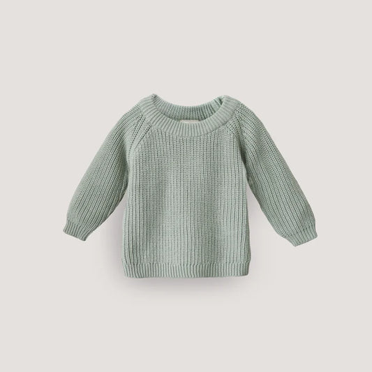 Chunky Knit Baby Sweater Light Mint