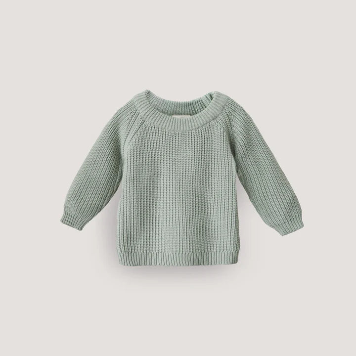Chunky Knit Baby Sweater Light Mint
