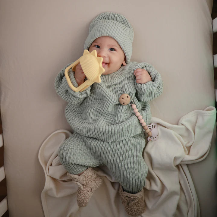 Chunky Knit Baby Sweater Light Mint