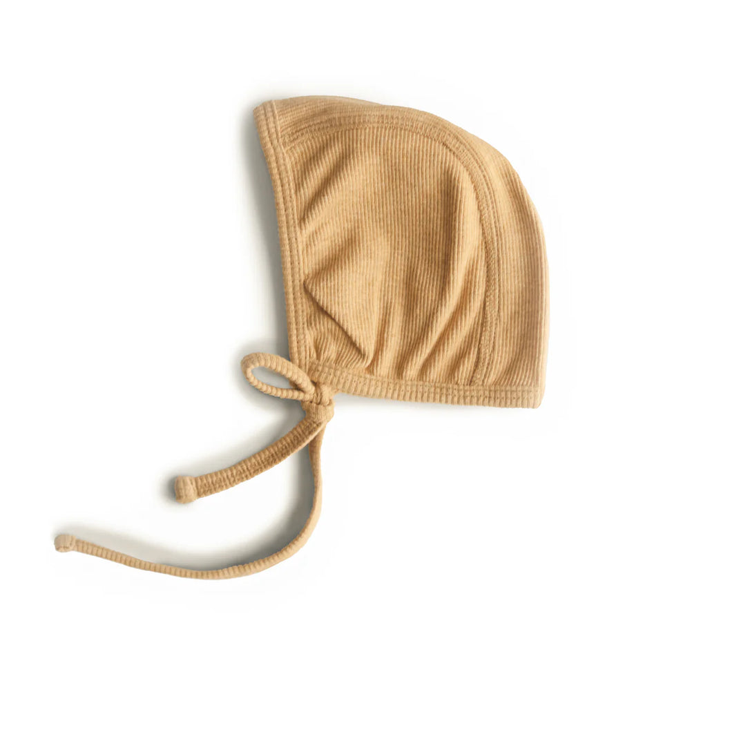 Gerippte Babymütze Mustard Melange