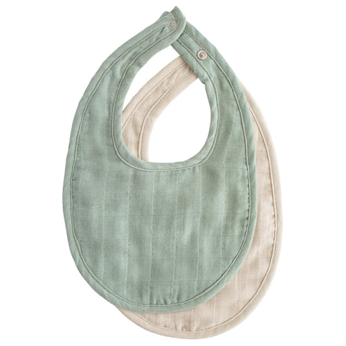 Muslin Bib Set Roman Green/Fog