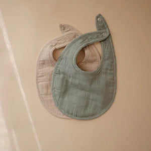 Muslin Bib Set Roman Green/Fog