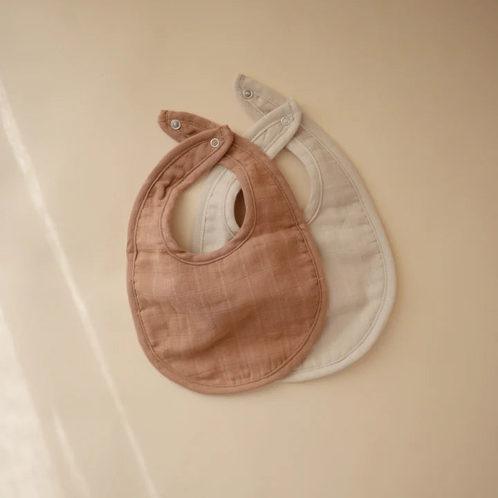 Muslin Bib Set Tan/Fog