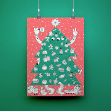 Laden Sie das Bild in den Galerie-Viewer, Großes Ausmalposter Weihnachtsbaum mit Stickern