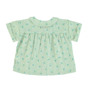 Peter Pan Bluse green stripes & little flowers