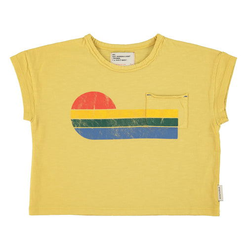 T-Shirt Yellow Wave Print