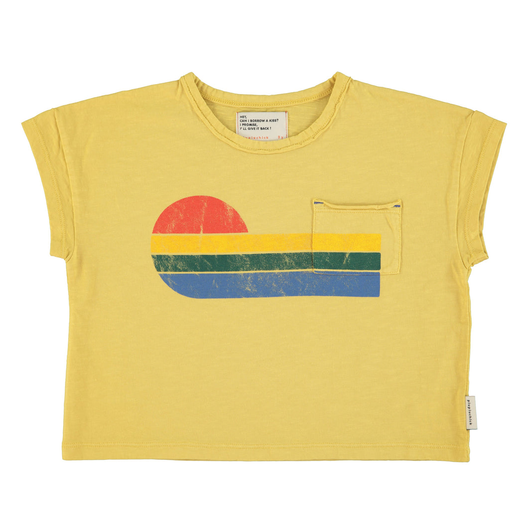 T-Shirt Yellow Wave Print