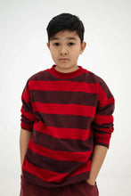 Laden Sie das Bild in den Galerie-Viewer, Boxy Sweater rusty mulberry block stripe