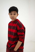 Laden Sie das Bild in den Galerie-Viewer, Boxy Sweater rusty mulberry block stripe
