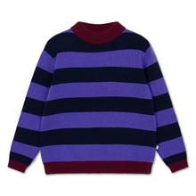 Laden Sie das Bild in den Galerie-Viewer, Knit Crew Sweater orchid blue block stripe