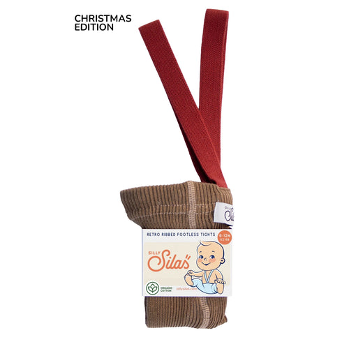 Trägerstrumpfhose ohne Fuß Acorn Brown x Maple Leaf