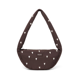 Brown Hearts Puffy Mini Cross Body Bag