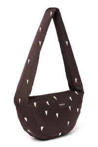 Brown Hearts Puffy Mini Cross Body Bag