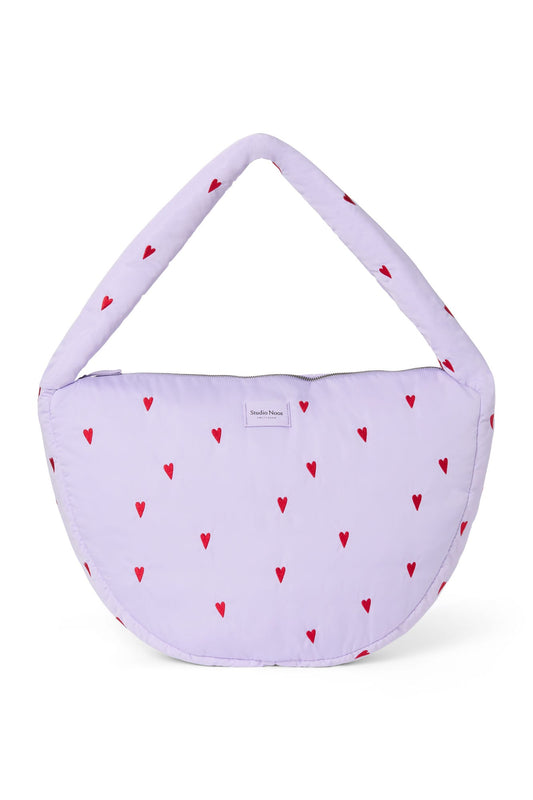 Lila Puffy Hearts Crossbody Bag