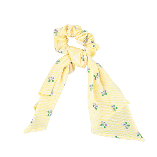 Scrunchie Yellow stripes / little flowers