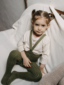 Granny Teddy Strumpfhose mit Trägern mit Fuß Olive