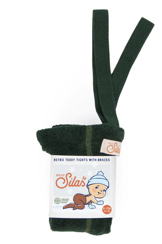 Teddy Strumpfhose mit Trägern mit Fuß Dark Forest Green