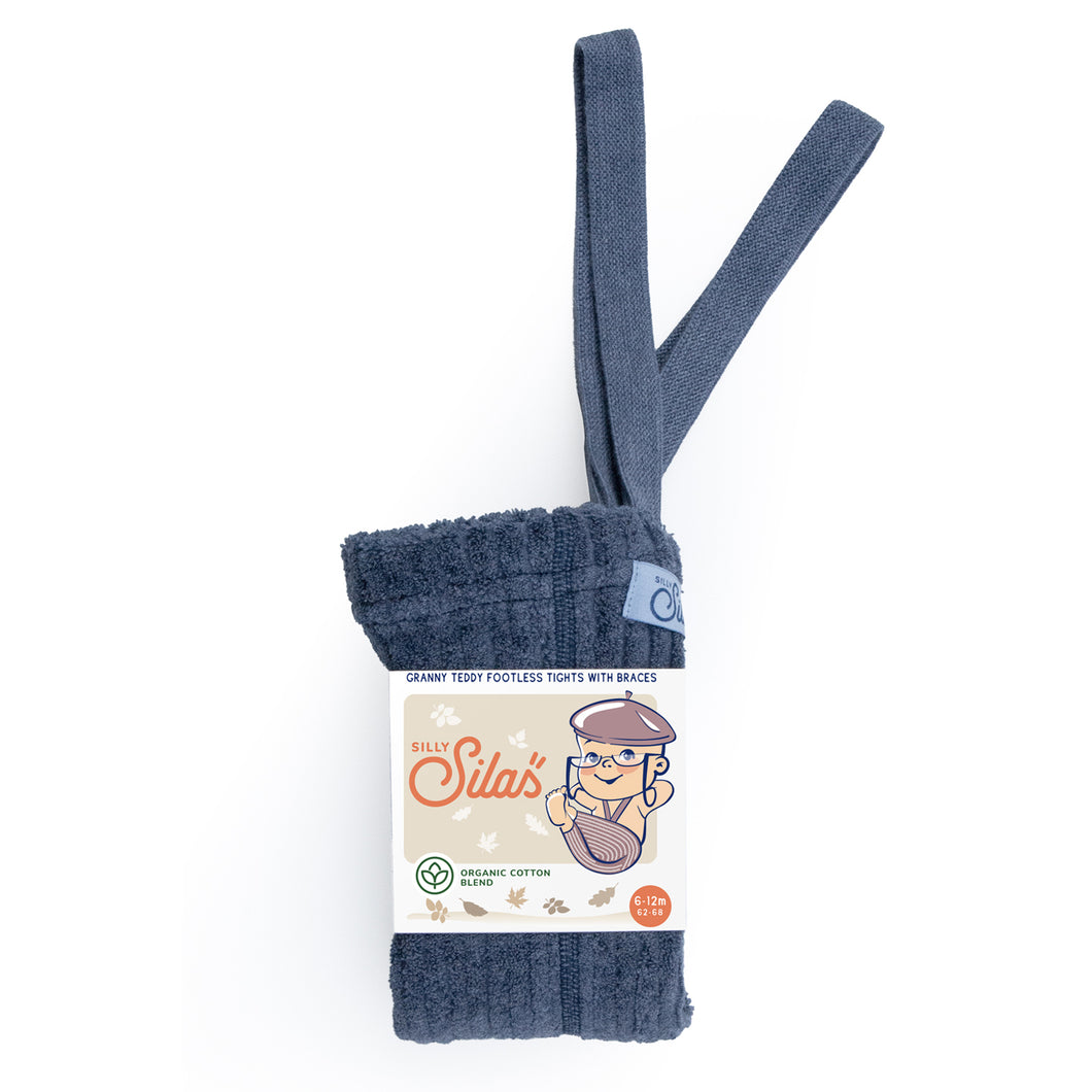 Granny Teddy Strumpfhose mit Trägern ohne Fuß Steel Blue