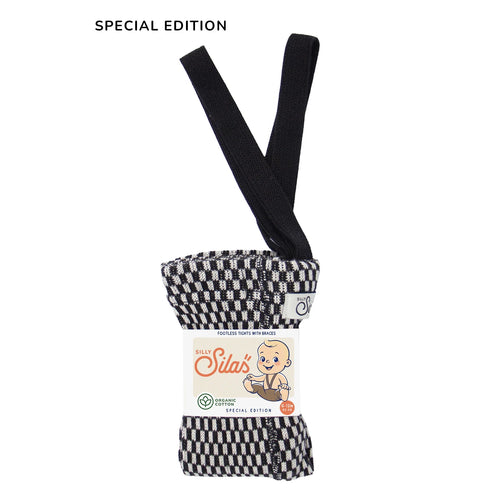 Strumpfhose mit Trägern ohne Fuß Black x White Checked