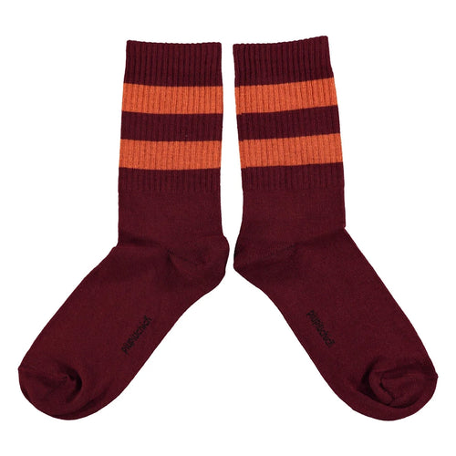 Socken Bordeaux Orange Stripes