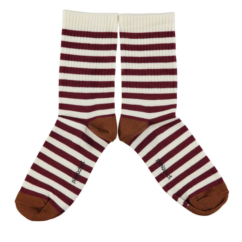 Socken Ecru & Bordeaux Stripes