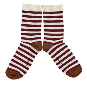 Socken Ecru & Bordeaux Stripes