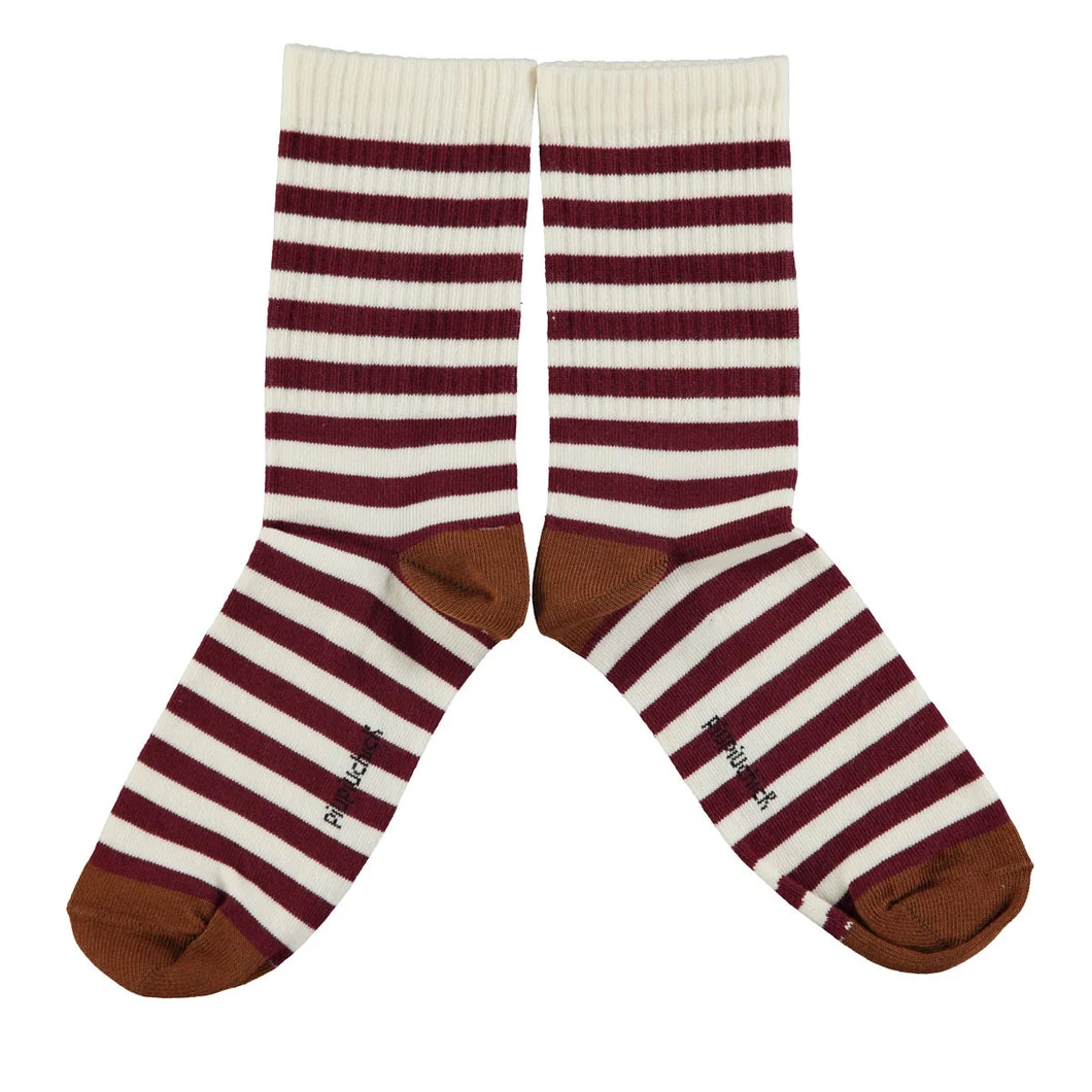 Socken Ecru & Bordeaux Stripes