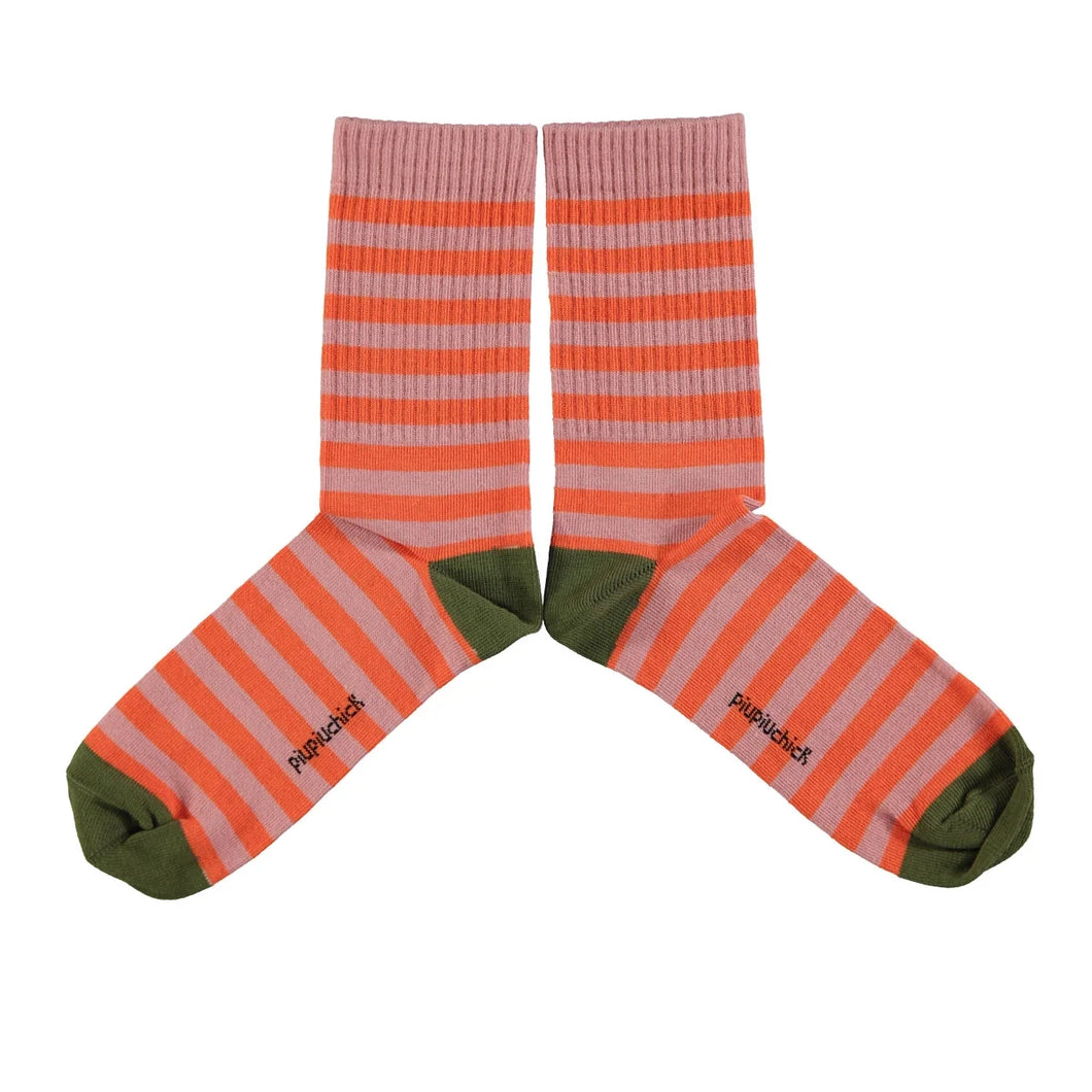 Socken pink & orange Stripes