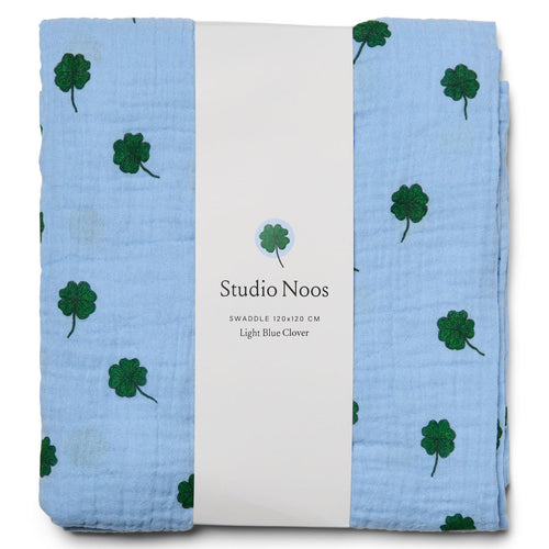 Light Blue Clover Swaddle Large