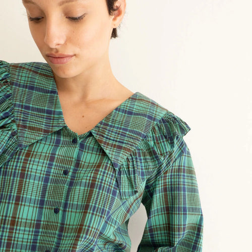 Check Bluse emerald