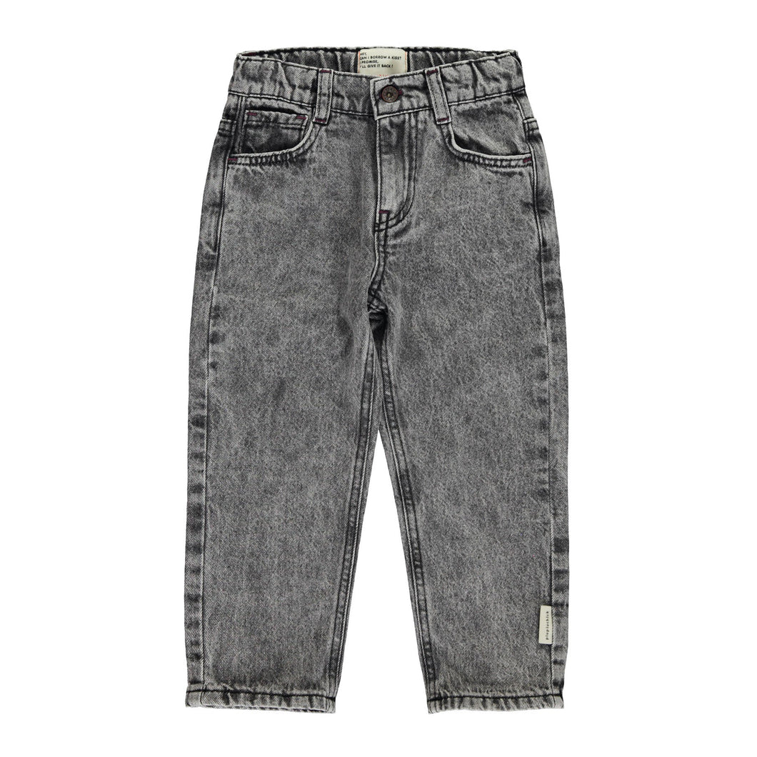 Unisex Hose Washed Black Denim