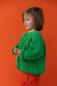 Knitted Raglan Cardigan Apple Green