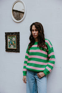 Woman Chunky Knitted Sweater Spring Stripes