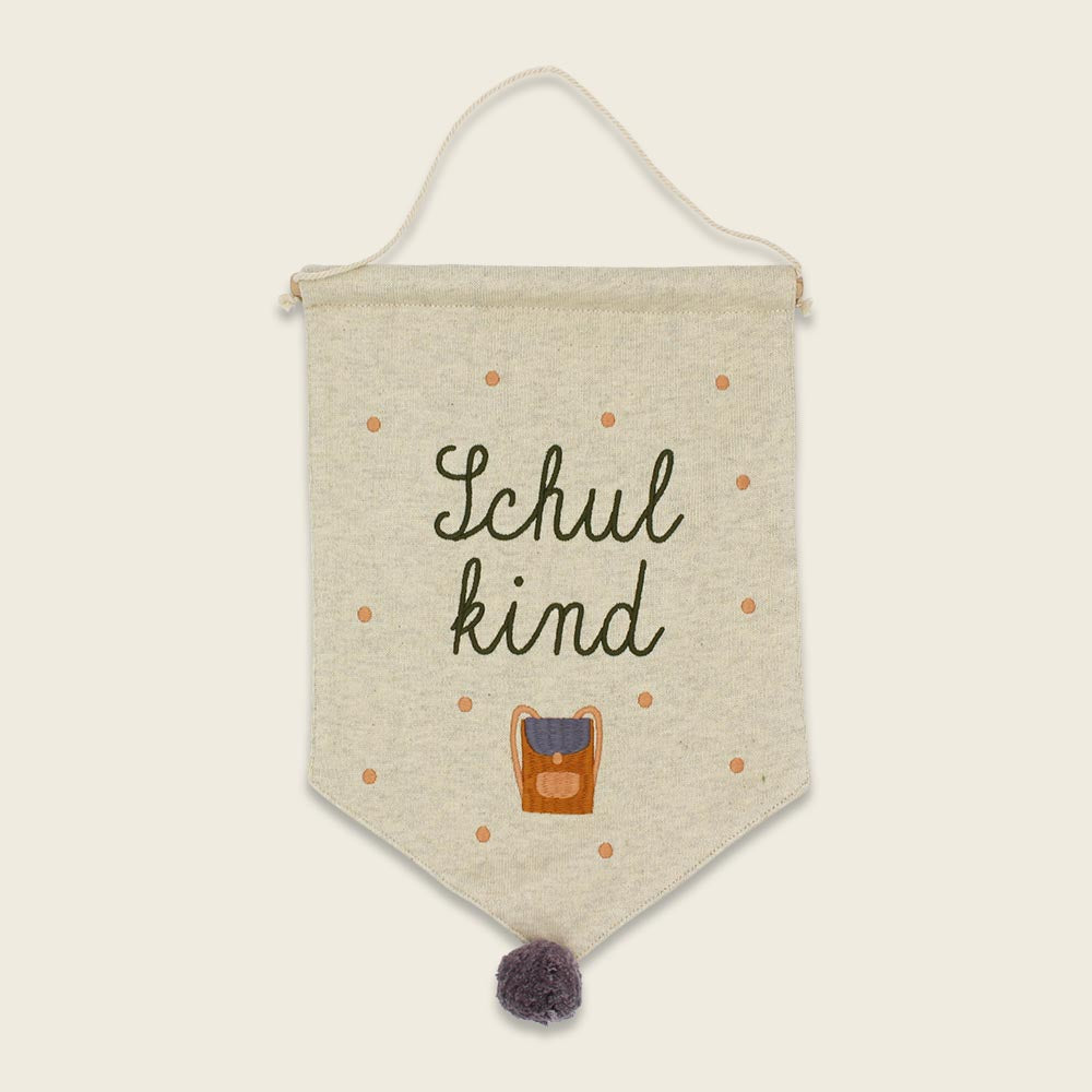 Wandbehang mit Ranzen „Schulkind“ oliv