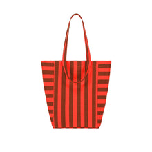 Laden Sie das Bild in den Galerie-Viewer, Tote Bag Elisa "Stripes Brown / Tomato"