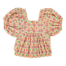 Laden Sie das Bild in den Galerie-Viewer, Cropped Bluse Light yellow Cherries