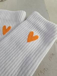 Heart Socken weiß/orange