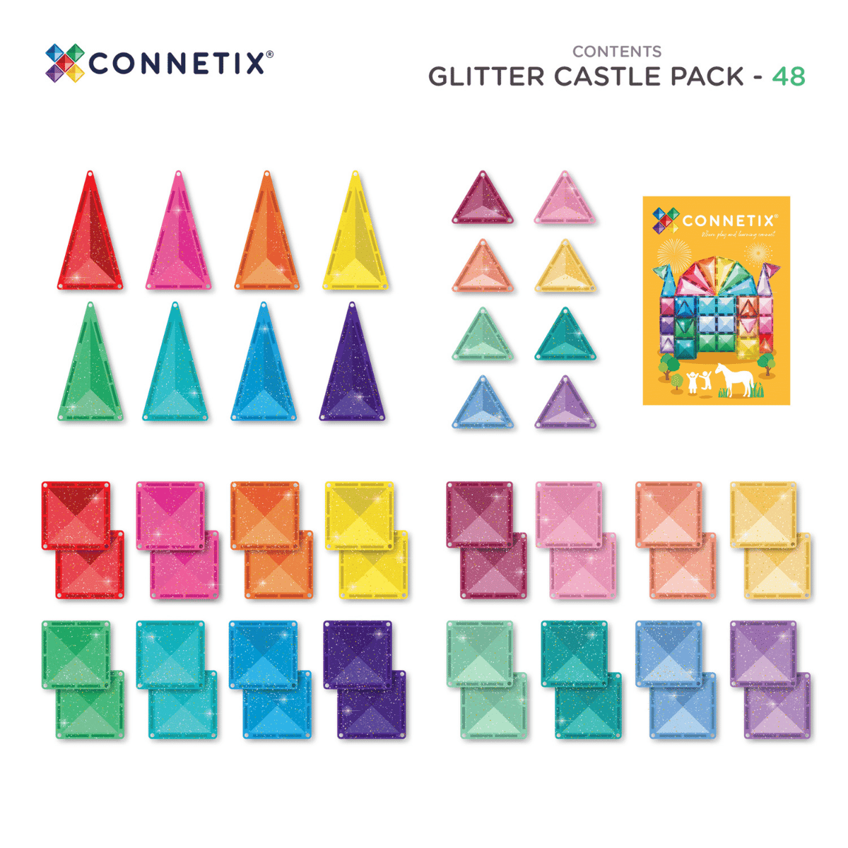 Magnetische Bausteine Glitter Castle Pack 48 Teile