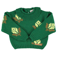 Laden Sie das Bild in den Galerie-Viewer, Jacquard Sweater Green Flowers