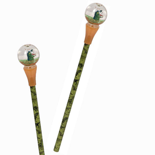 Bleistift mit Schneekugel-Topper T-Rex
