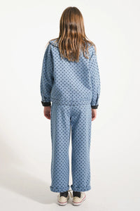 Hose Washed blue denim black hearts